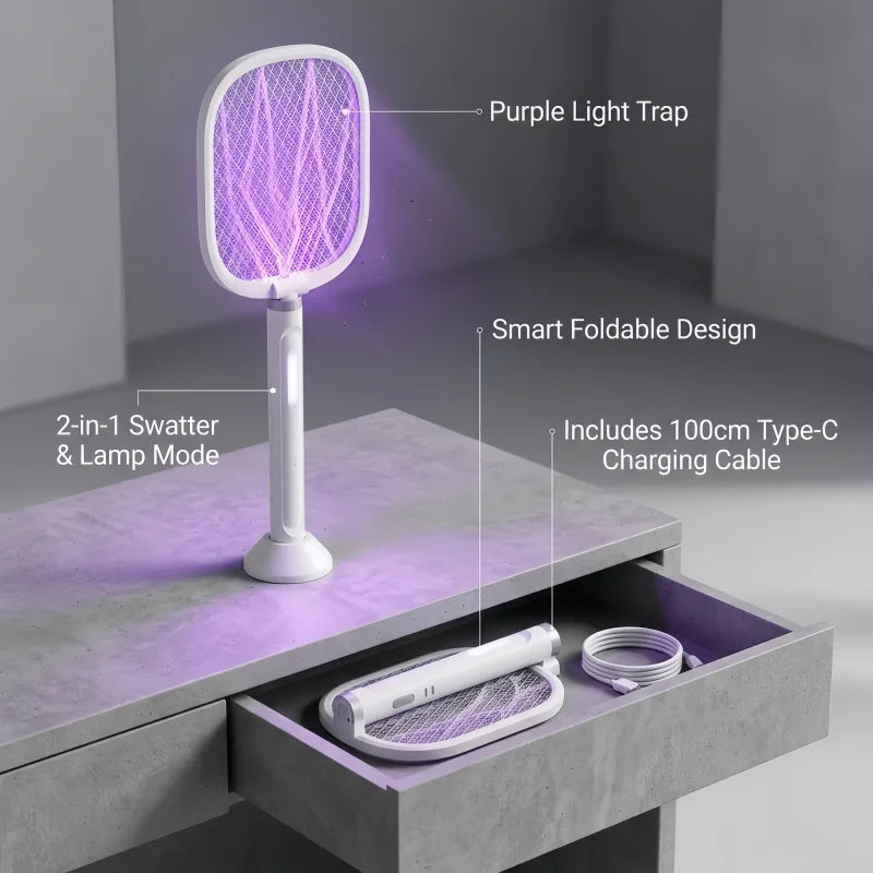 Raqueta Eléctrica 2/1 para insectos con Luz LED
