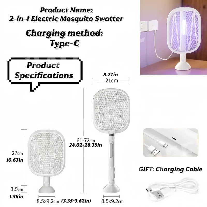 Raqueta Eléctrica 2/1 para insectos con Luz LED