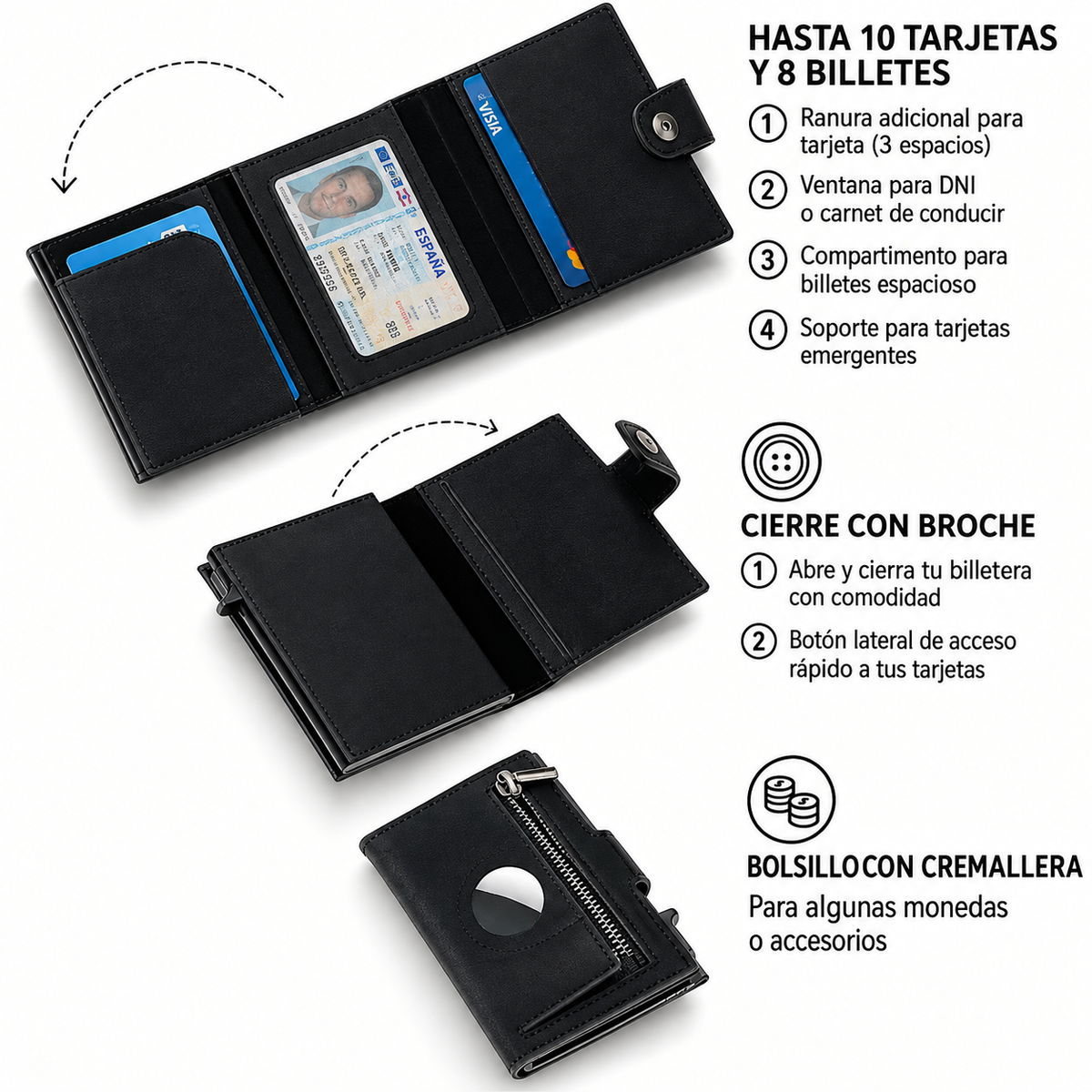 Cartera Premium RFID Slim con AirTag. Lunverox